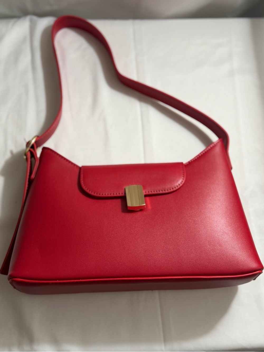 Red Classic Leather Shoulder Bag